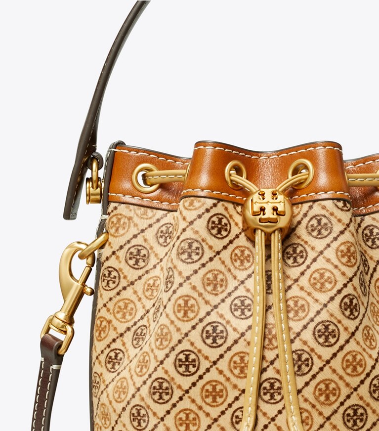 Tory Burch designer クロスボディバッグ Tモノグラム カーフヘア ミニバケットバッグ in Multi angle