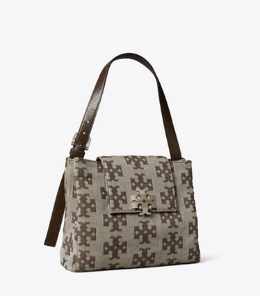 Tory Burch designer shoulder bags T Monogram Charlie Runway Shoulder Bag in Chocolate Brown angle