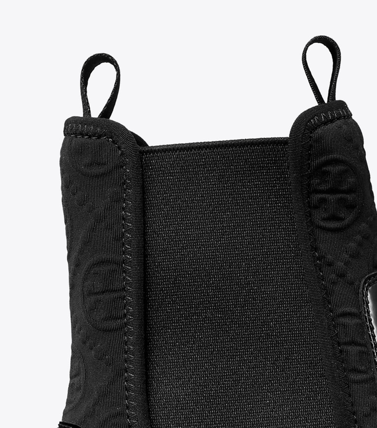 Tory Burch designer ブーティ Tモノグラム チェルシー ラグブーツ in PERFECT BLACK angle