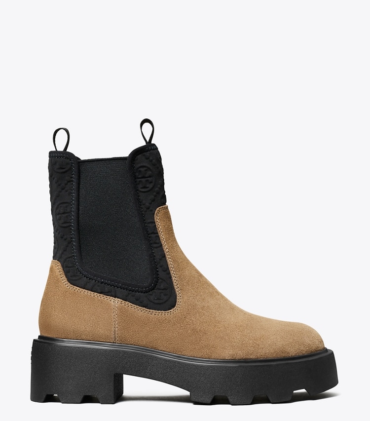 Tory Burch designer ankle boots T Monogram Chelsea Lug Boot in RIVER ROCK side