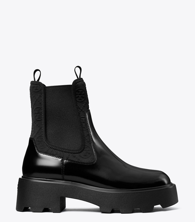 Tory Burch designer ブーティ Tモノグラム チェルシー ラグブーツ in PERFECT BLACK side