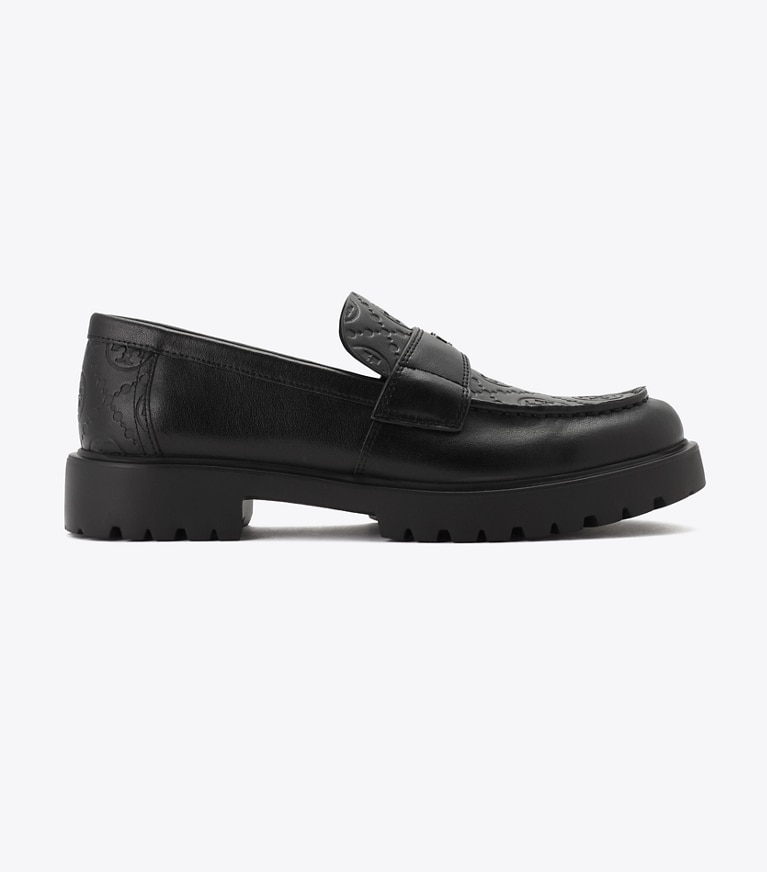 Tory Burch designer フラット Tモノグラム クラシック ラグローファー in PERFECT BLACK / PERFECT BLACK side