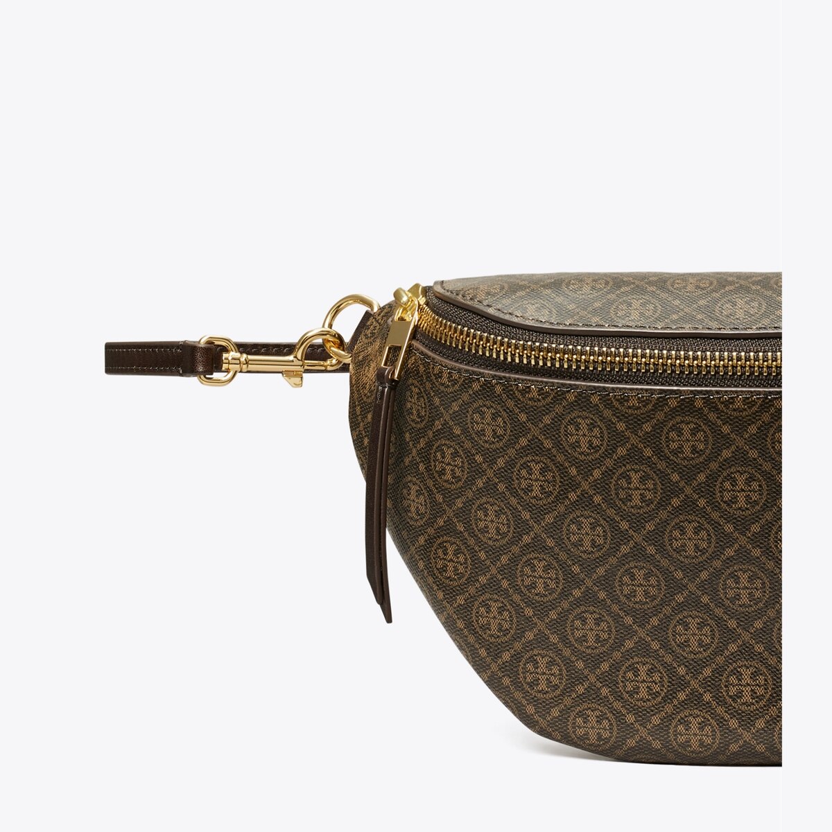 Tory Burch  monogram, canvas, headband, Cream and Brown Tory Burch Brown/Beige Canvas and Leather Mini T Monogram  main image 2