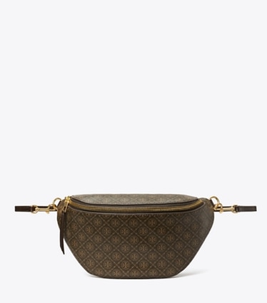 Tory Burch designer belt bags T Monogram Coated Canvas Belt Bag in French Press front