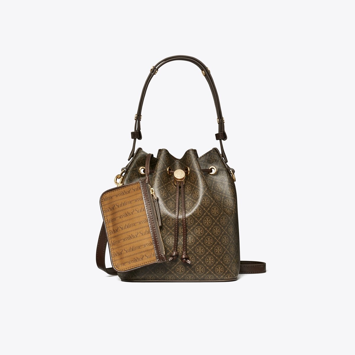 TORY BURCH 168805200 関税送料込 T Monogram Coated Canvas Bucket Bag: Women's Designer