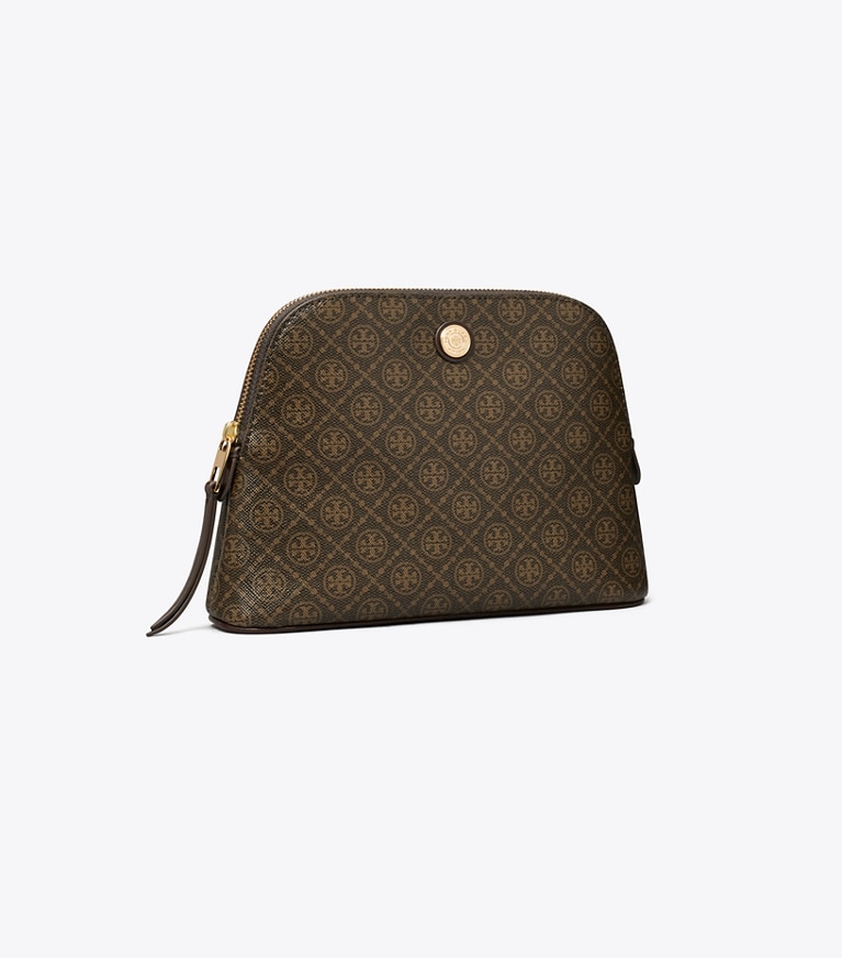Tory Burch designer cosmetic bags T Monogram Coated Canvas Dome Cosmetic Case in French Press group