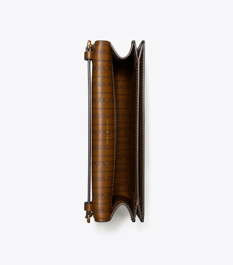 Tory Burch designer ミニバッグ Tモノグラム コーテッドキャンバス エンベロープ チェーンウォレット in French Press angle