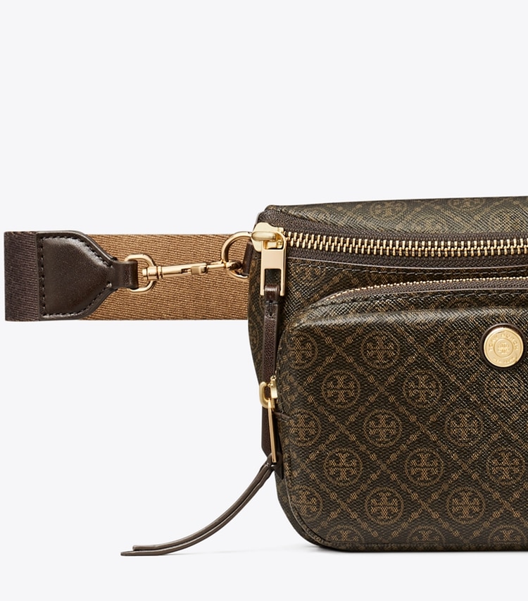 Tory Burch designer belt bags T Monogram Coated Canvas Mini Belt Bag in French Press detail
