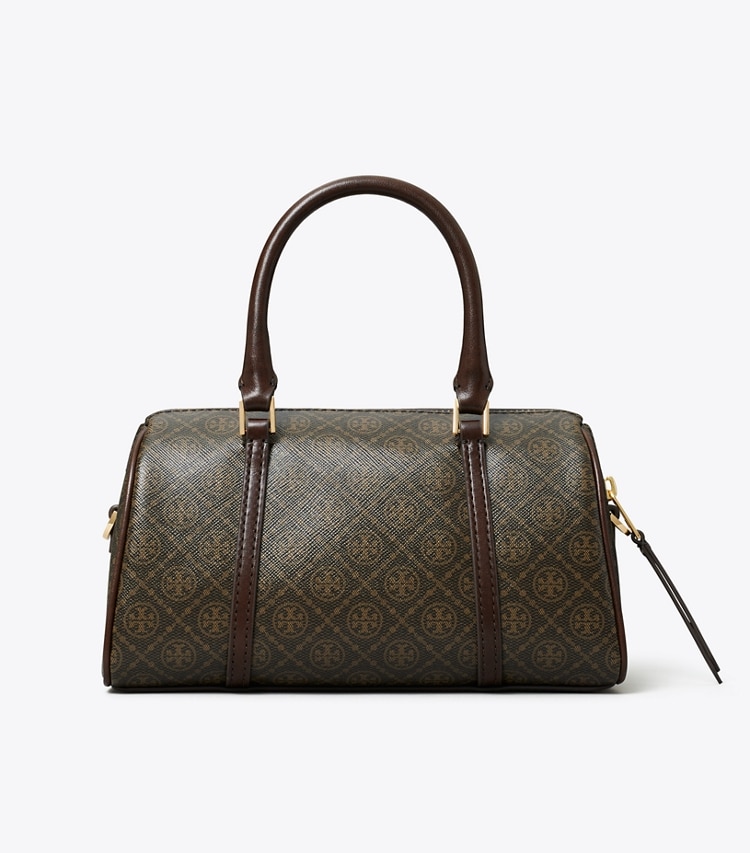 Tory Burch designer crossbody bags T Monogram Coated Canvas Petite Barrel Bag in French Press back
