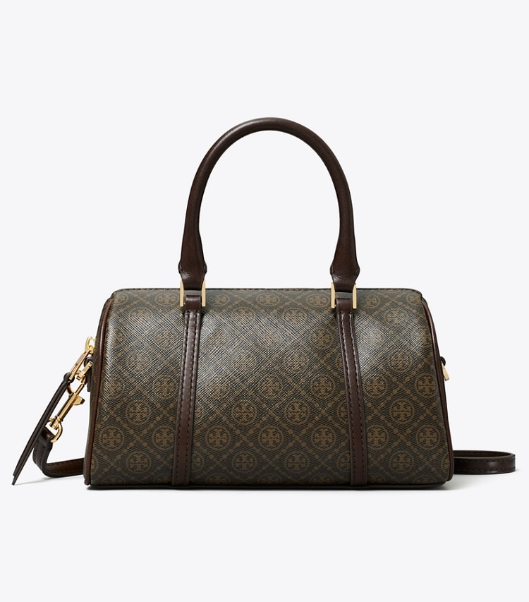 Tory Burch designer crossbody bags T Monogram Coated Canvas Petite Barrel Bag in French Press front