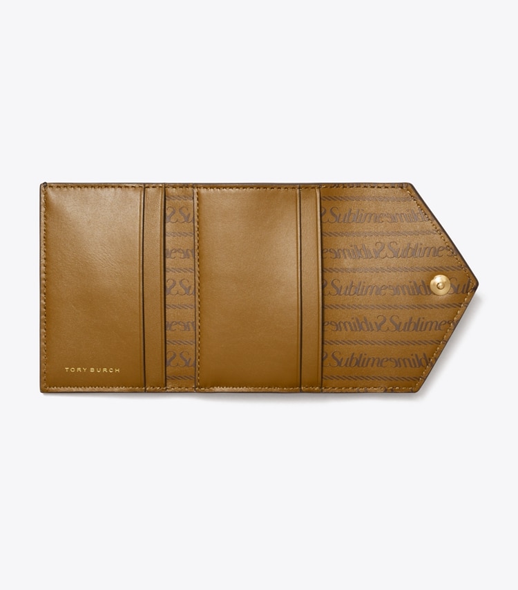 Tory Burch designer wallets T Monogram Coated Canvas Small Envelope Wallet in French Press overhead