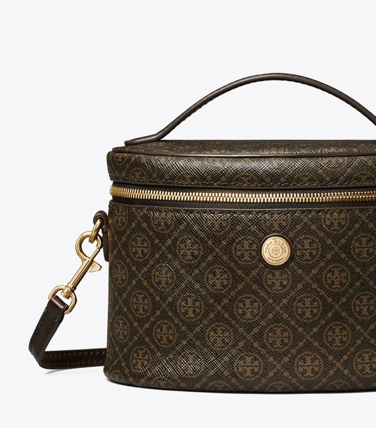 Tory Burch designer mini bags T Monogram Coated Canvas Soft Vanity Case in French Press angle