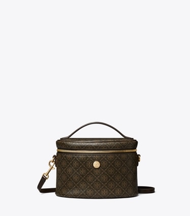 Tory Burch designer crossbody bags T Monogram Coated Canvas Soft Vanity Case in French Press front