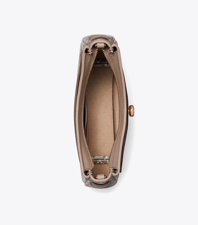 Tory Burch designer crossbody bags T Monogram Coated Jacquard Romy Zip-Top Crossbody Bag in Charcoal overhead