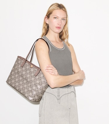 Women's Designer Small Gray Jacquard Tote Bags | Tory Burch