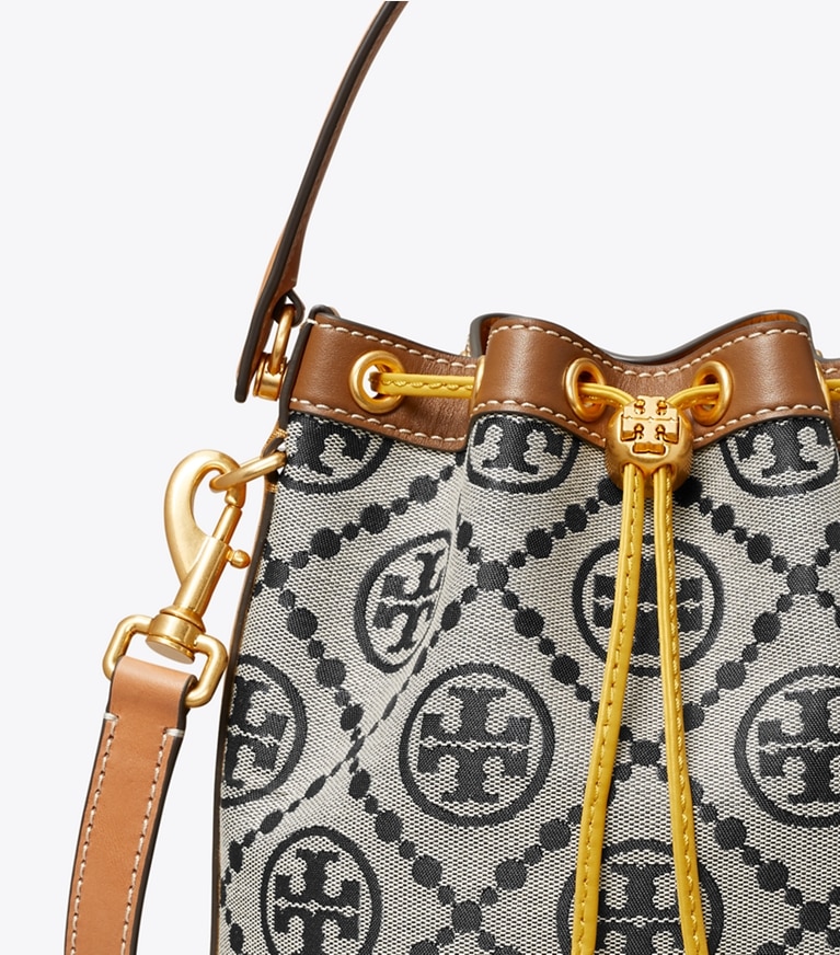 Tory Burch designer crossbody bags T Monogram Colorblock Bucket Bag in Tory Navy angle