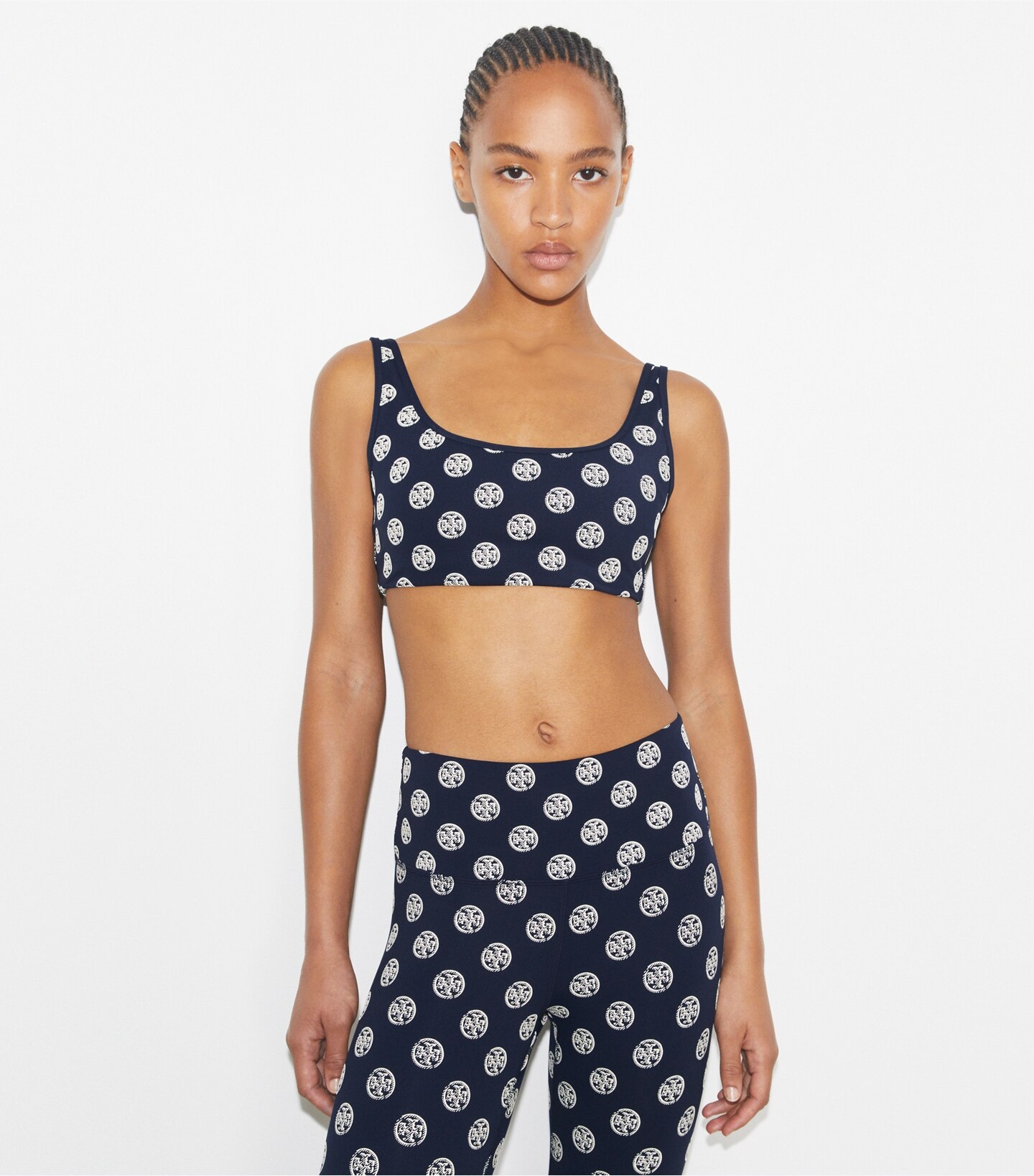 T Monogram Compression Scoop-Neck Bra