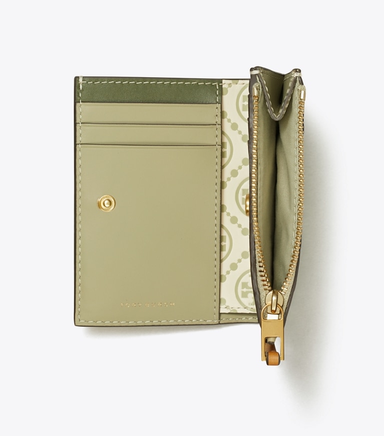 T Monogram Contrast Embossed Bi-Fold Wallet: Women's Designer 