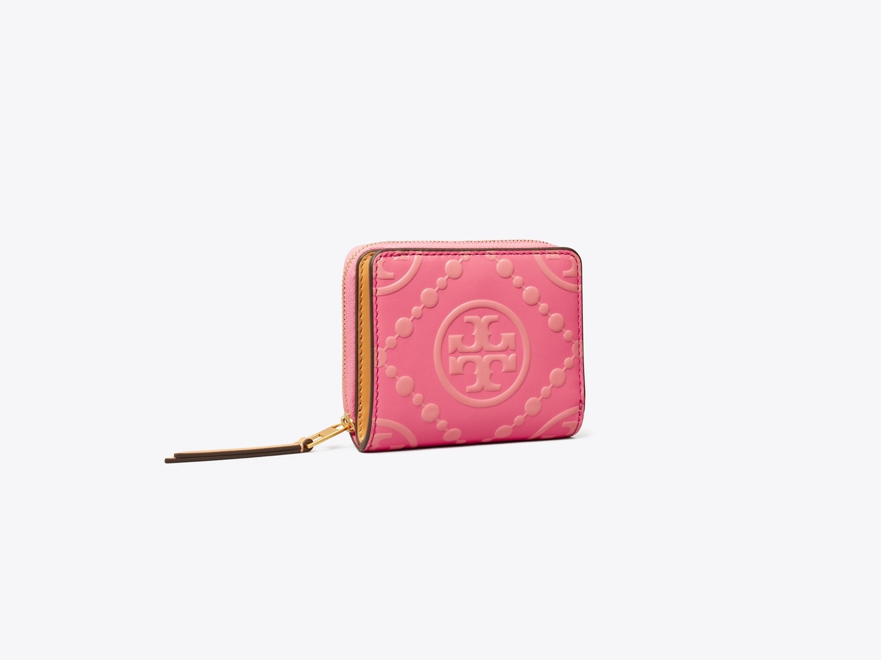 T Monogram Contrast Embossed Bi-Fold Wallet: Women's Designer