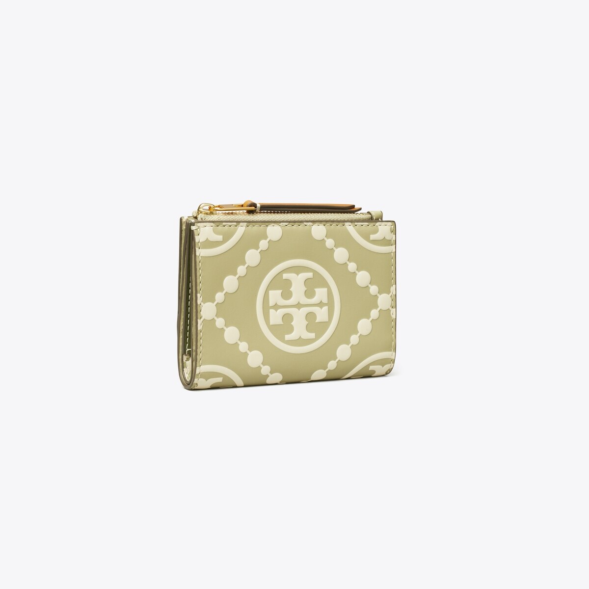 T Monogram Contrast Embossed Bi-Fold Wallet: Women's Wallets 