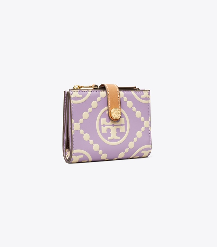 Tory Burch designer wallets T Monogram Contrast Embossed Bi-Fold Wallet in Novel Lilac / New Cream angle
