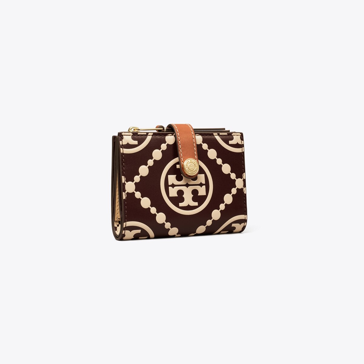 T Monogram Contrast Embossed Bi-Fold Wallet: Women's