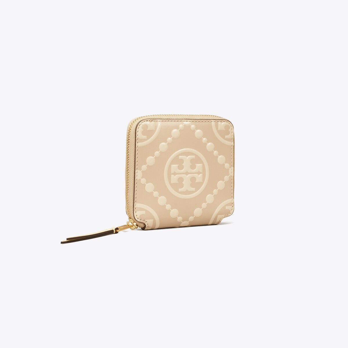 極美品☆TORY BURCH】ベージュ 文字プリント ジッピーウォレット