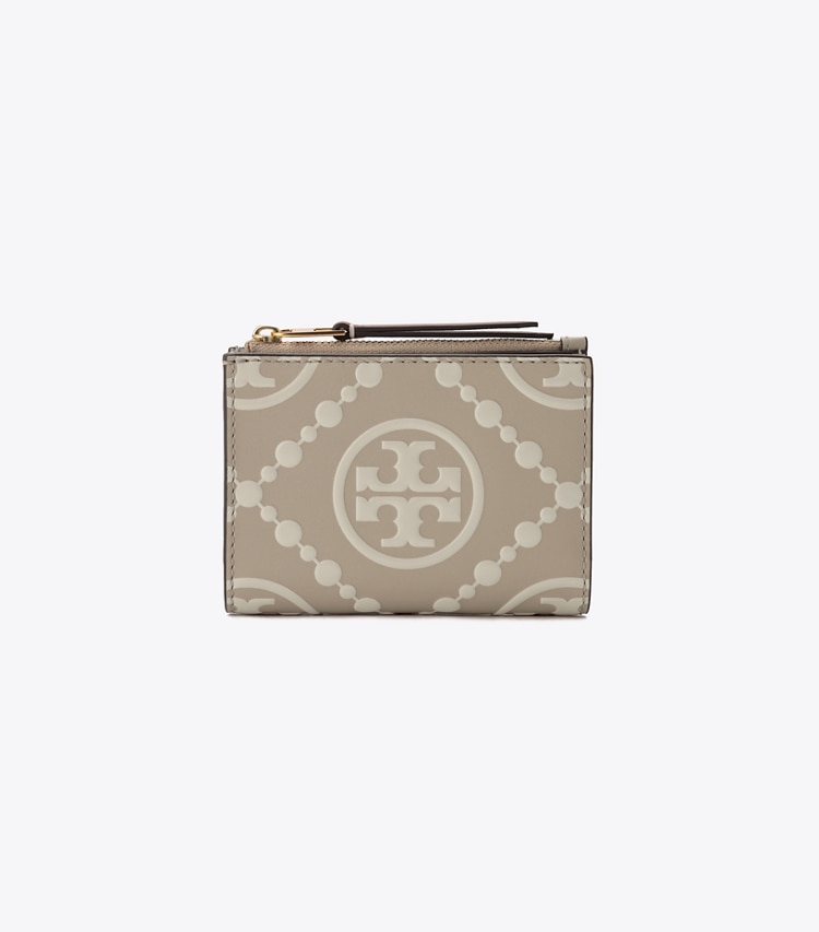 Tory Burch designer wallets T Monogram Contrast Embossed Bi-Fold Wallet in LONGAN / New Cream front