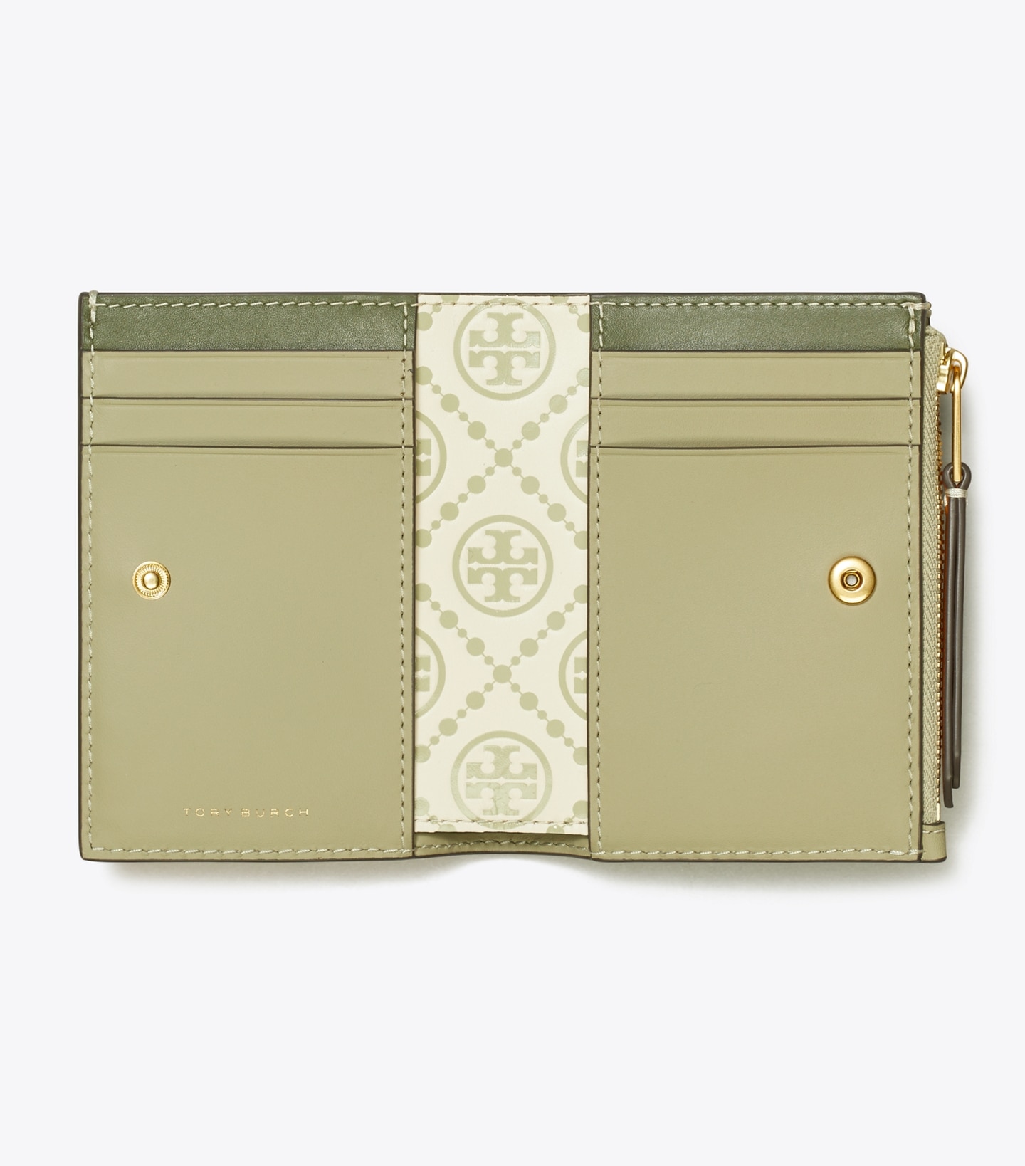 T Monogram Contrast Embossed Bi-Fold Wallet