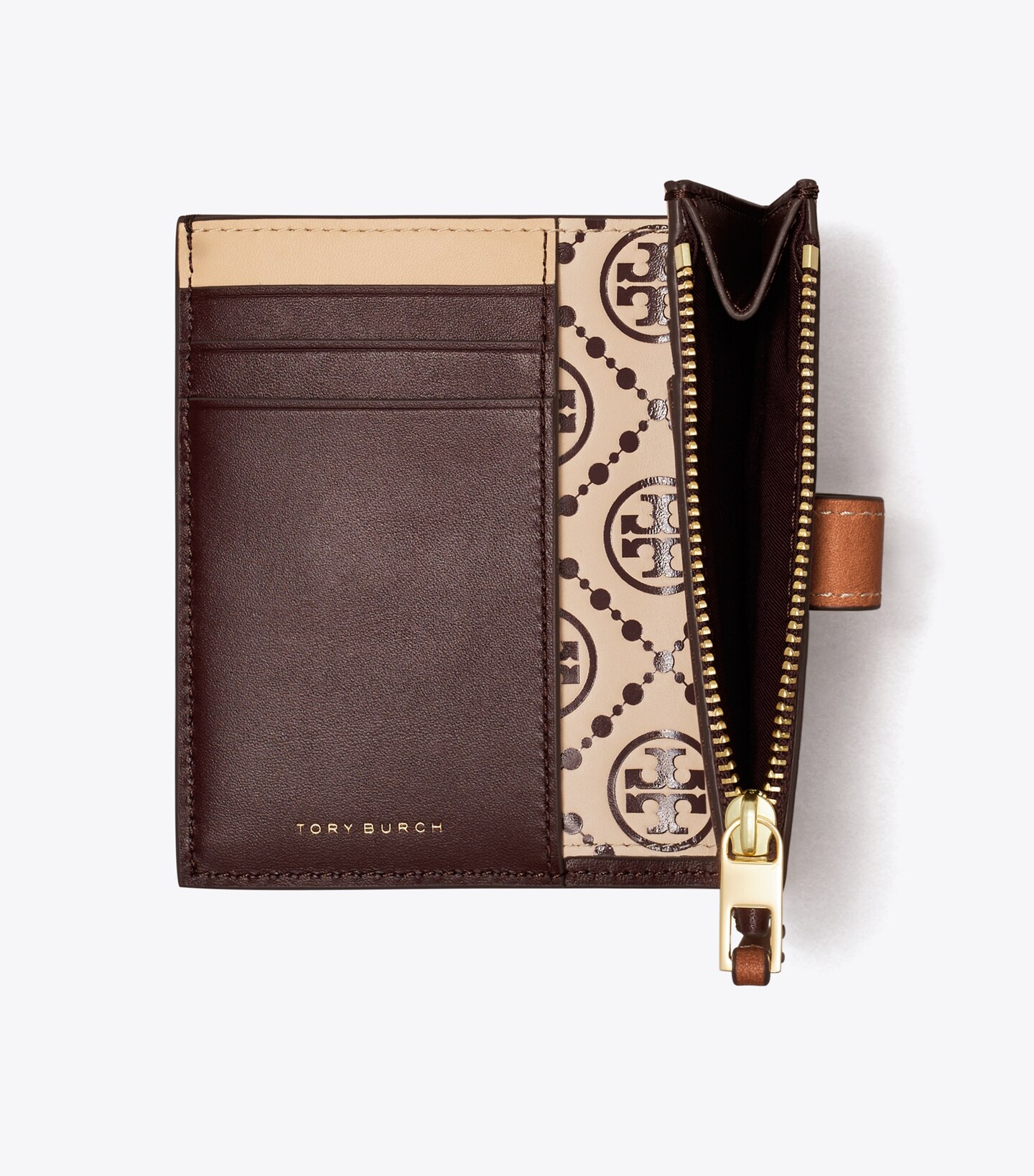 T Monogram Contrast Embossed Bi-Fold Wallet