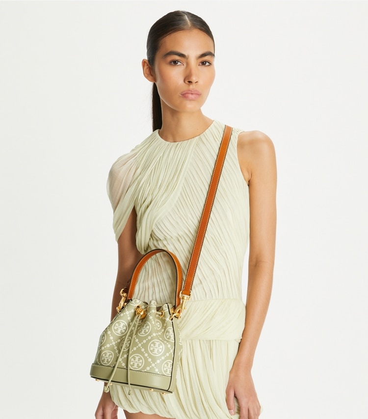T Monogram Contrast Embossed Bucket Bag: Women's Handbags | Crossbody ...