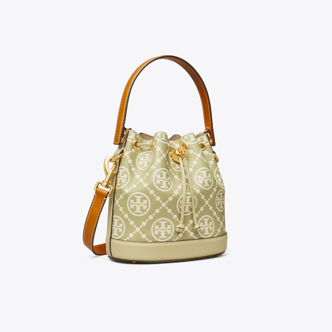 T Monogram Contrast Embossed Bucket Bag: Women's Handbags 