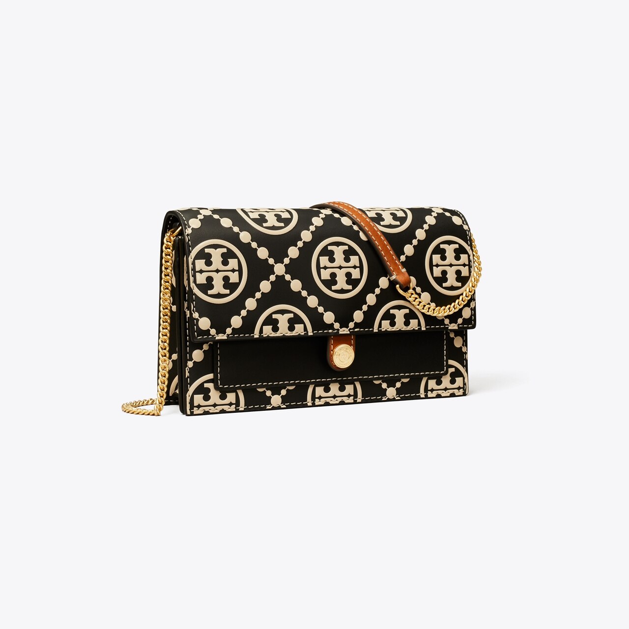 Tory Burch Women's T Monogram Perforated Mini Barrel Bag in Almond Flour, One Size