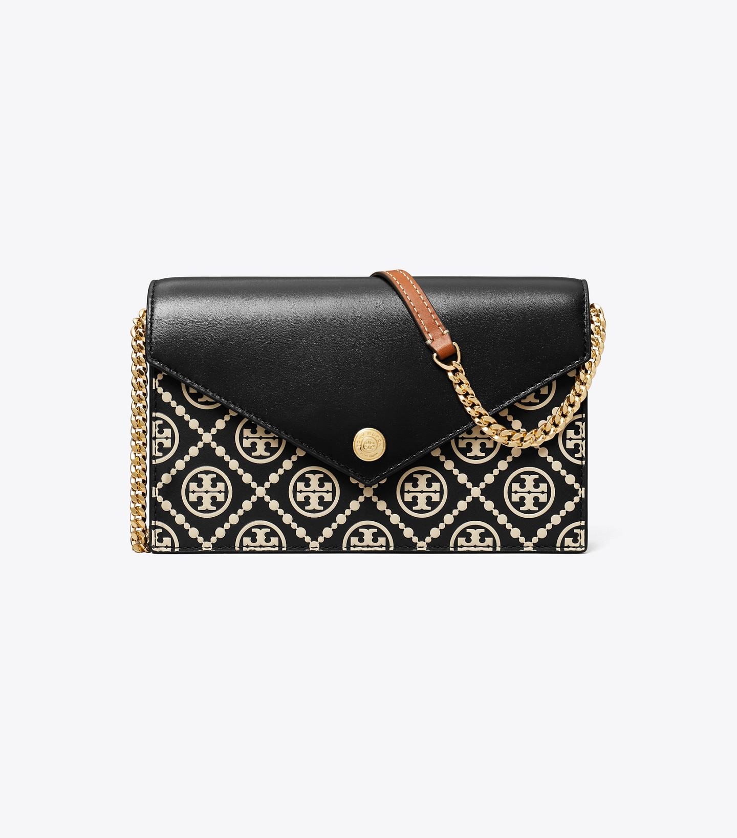 T Monogram Contrast Embossed Envelope Chain Wallet