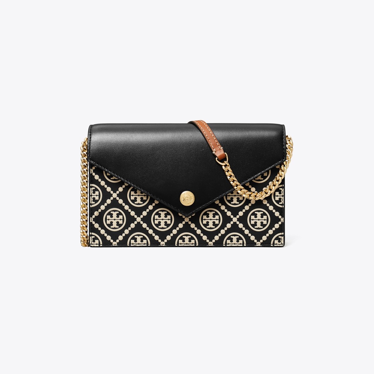 ショルダーバッグ・ポシェット [ToryBurch]T MONOGRAM CONTRAST EMBOSSED CHAIN WALLET T Monogram Contrast Embossed Envelope Crossbody: Women's