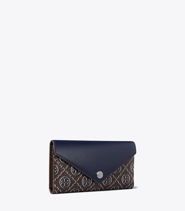 Tory Burch designer wallets T Monogram Contrast Embossed Envelope Wallet in Tory Navy / John Coco angle