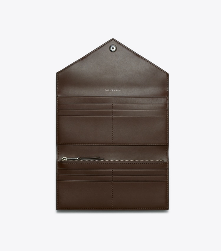 Tory Burch designer wallets T Monogram Contrast Embossed Envelope Wallet in Tory Navy / John Coco overhead