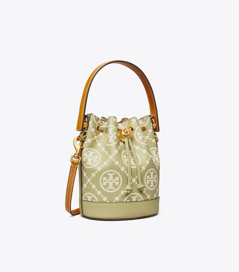 T Monogram Contrast-Embossed Mini Bucket Bag: Women's Designer 