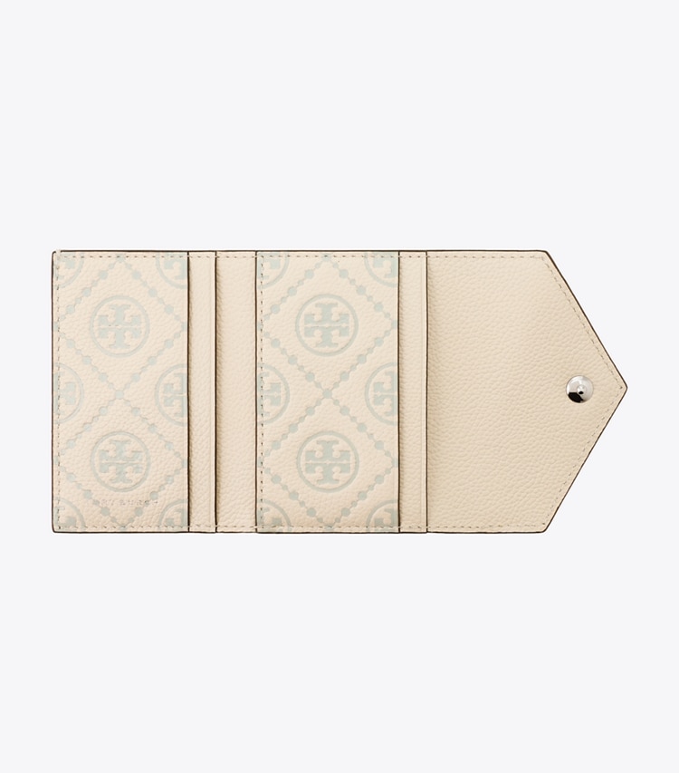 Tory Burch designer 財布 Tモノグラム コントラスト エンボス スモール エンベロープウォレット in Slate オーバーヘッド