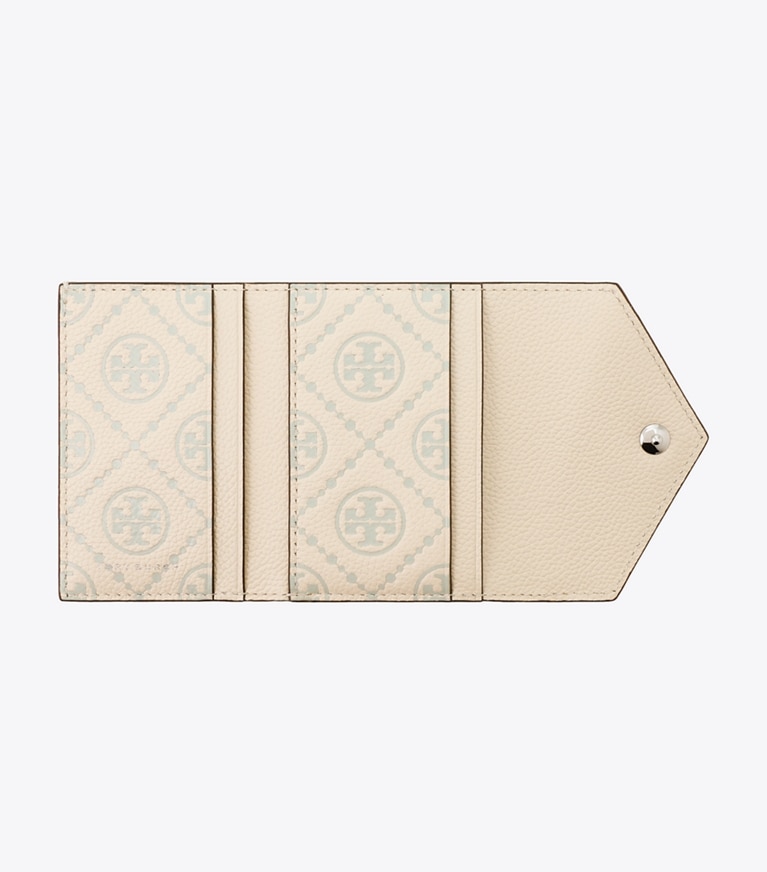 Tory Burch designer 財布 Tモノグラム コントラスト エンボス スモール エンベロープウォレット in Slate angle