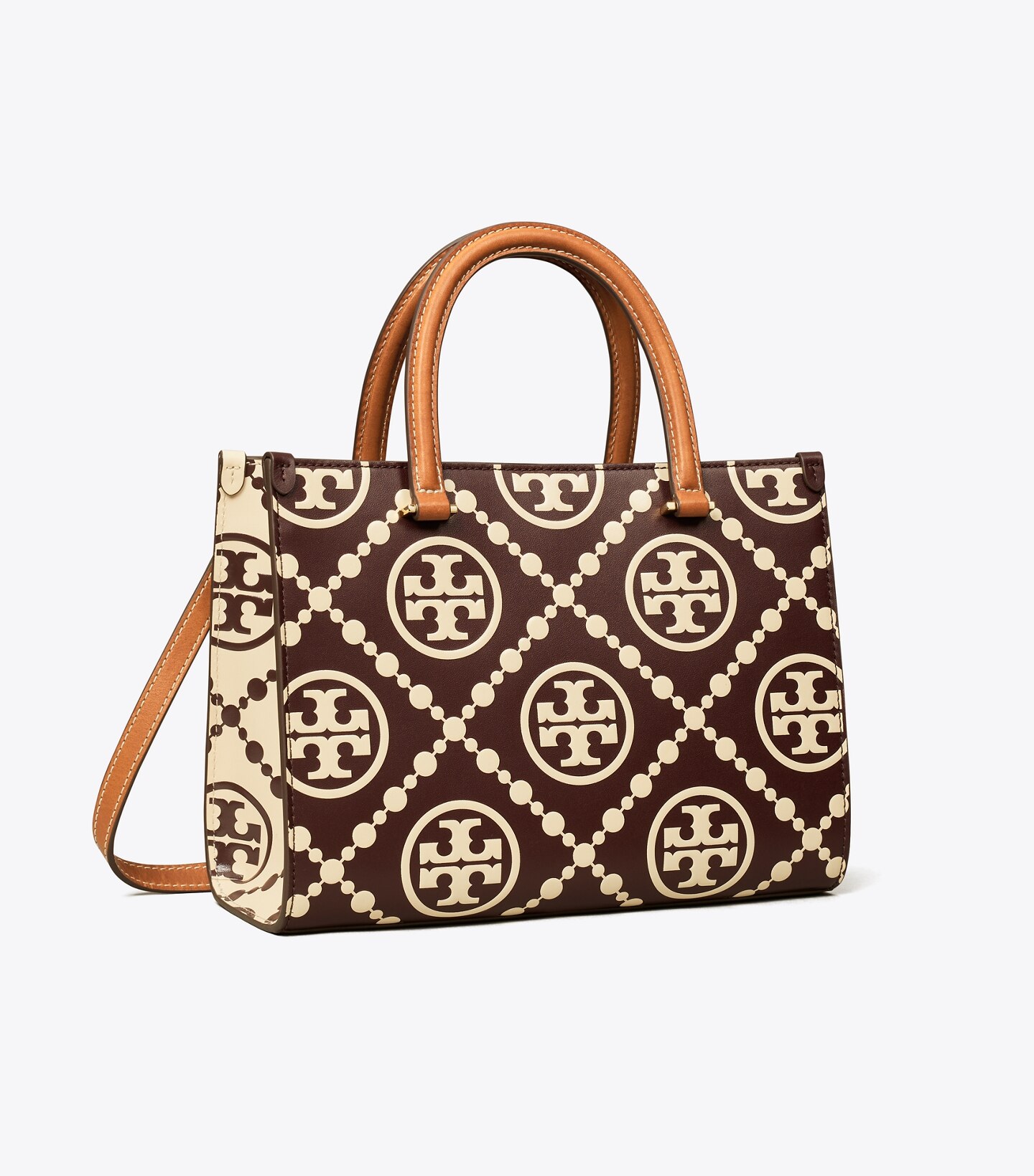 T Monogram Contrast Embossed Top-Handle Tote