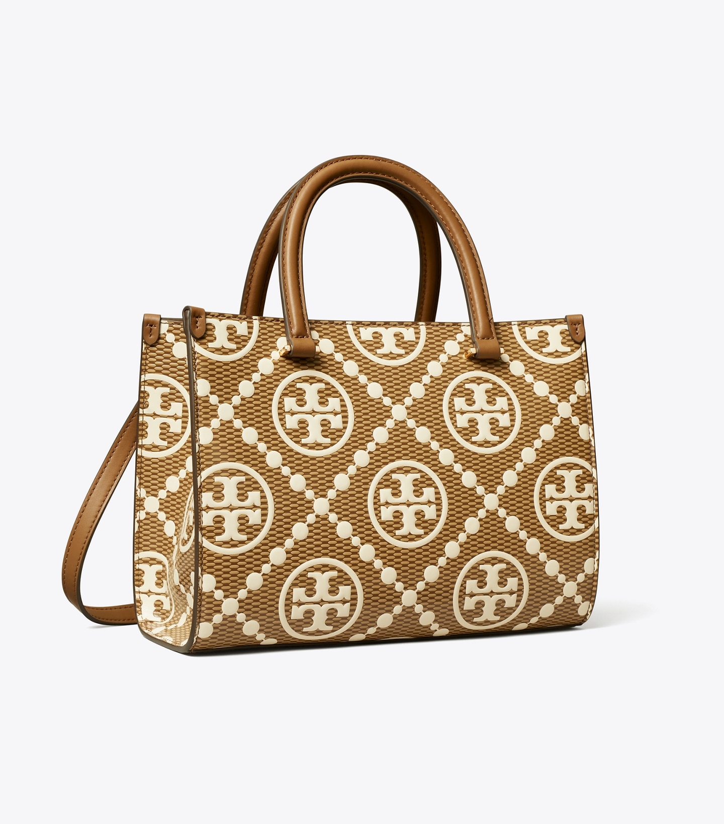 T Monogram Contrast Embossed Top-Handle Tote