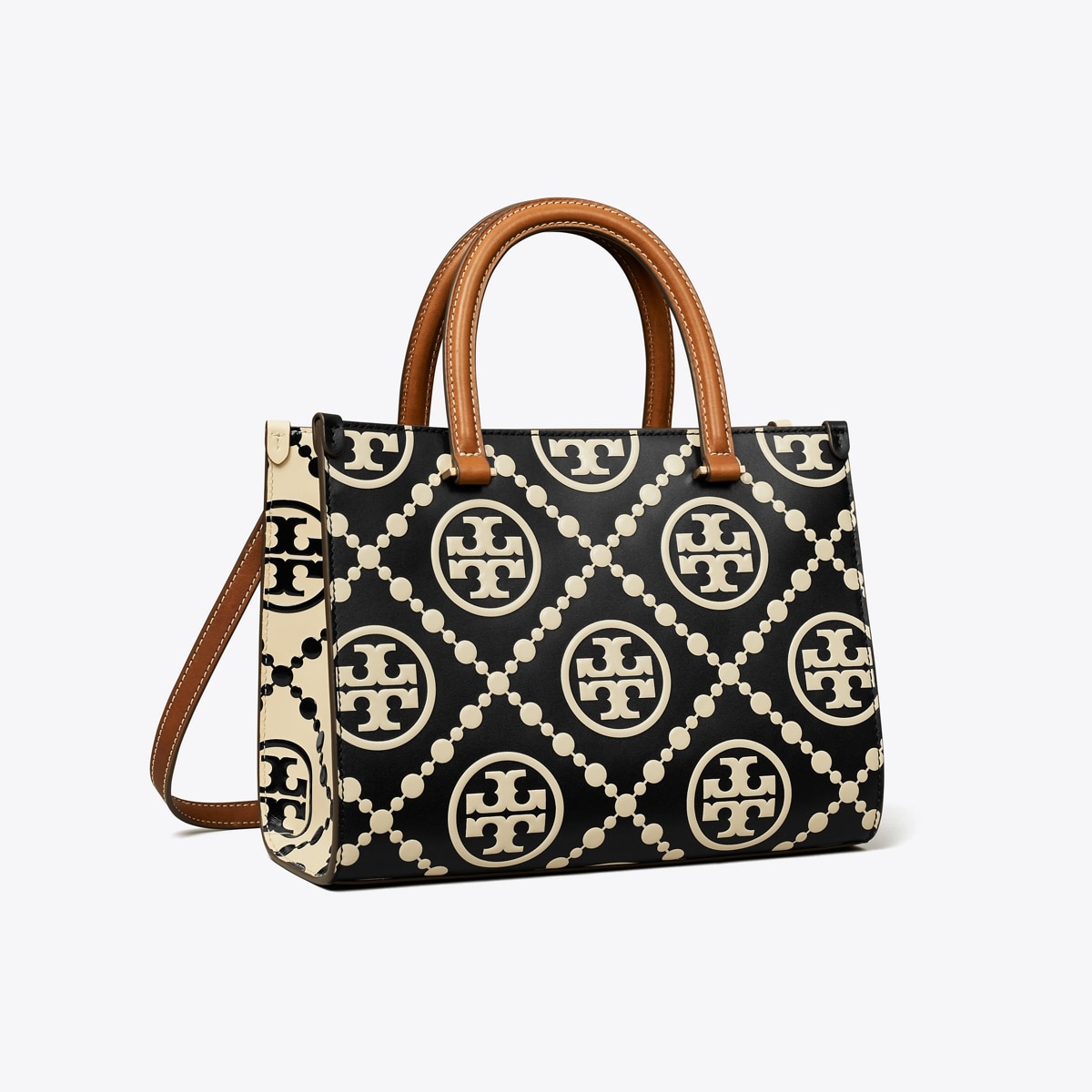 T Monogram Contrast Embossed Top-Handle Tote: Women's