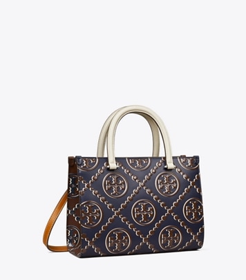 T Monogram Contrast Embossed Tote: Women's Designer Tote