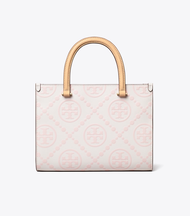 Tory Burch designer tote bags T Monogram Contrast Embossed Top-Handle Tote in Powder Pink back