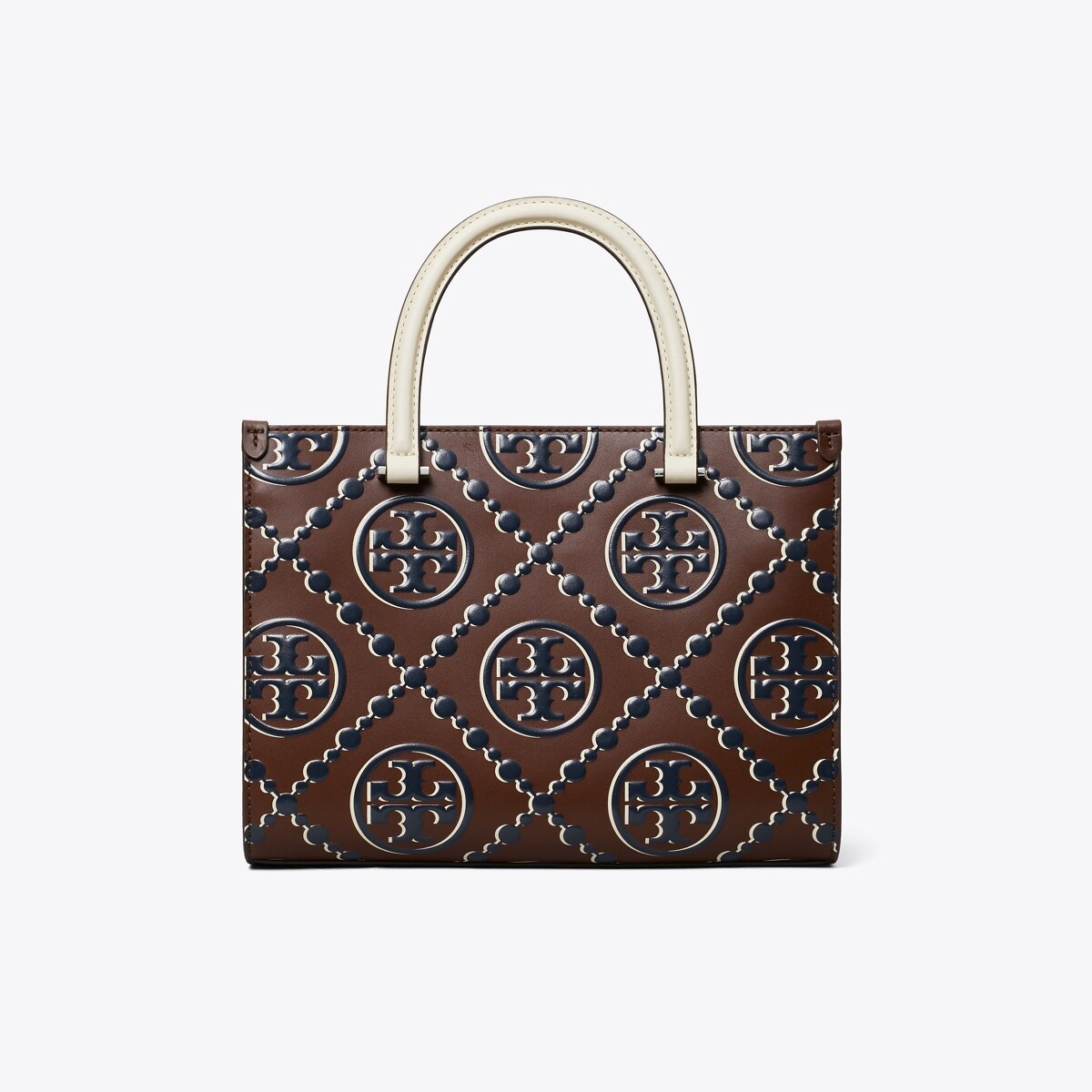 T Monogram Contrast Embossed Top-Handle Tote: Women's Designer
