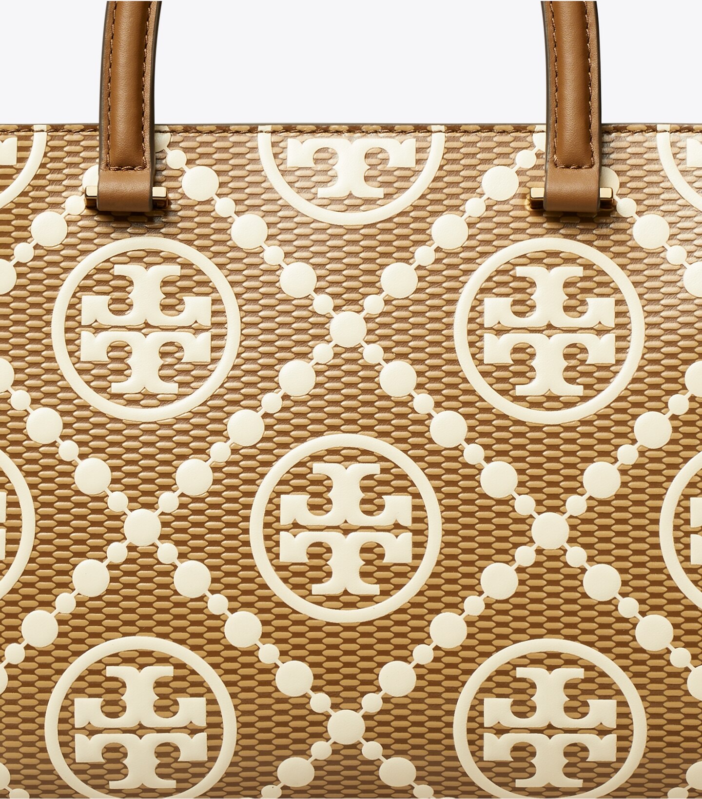 T Monogram Contrast Embossed Top-Handle Tote