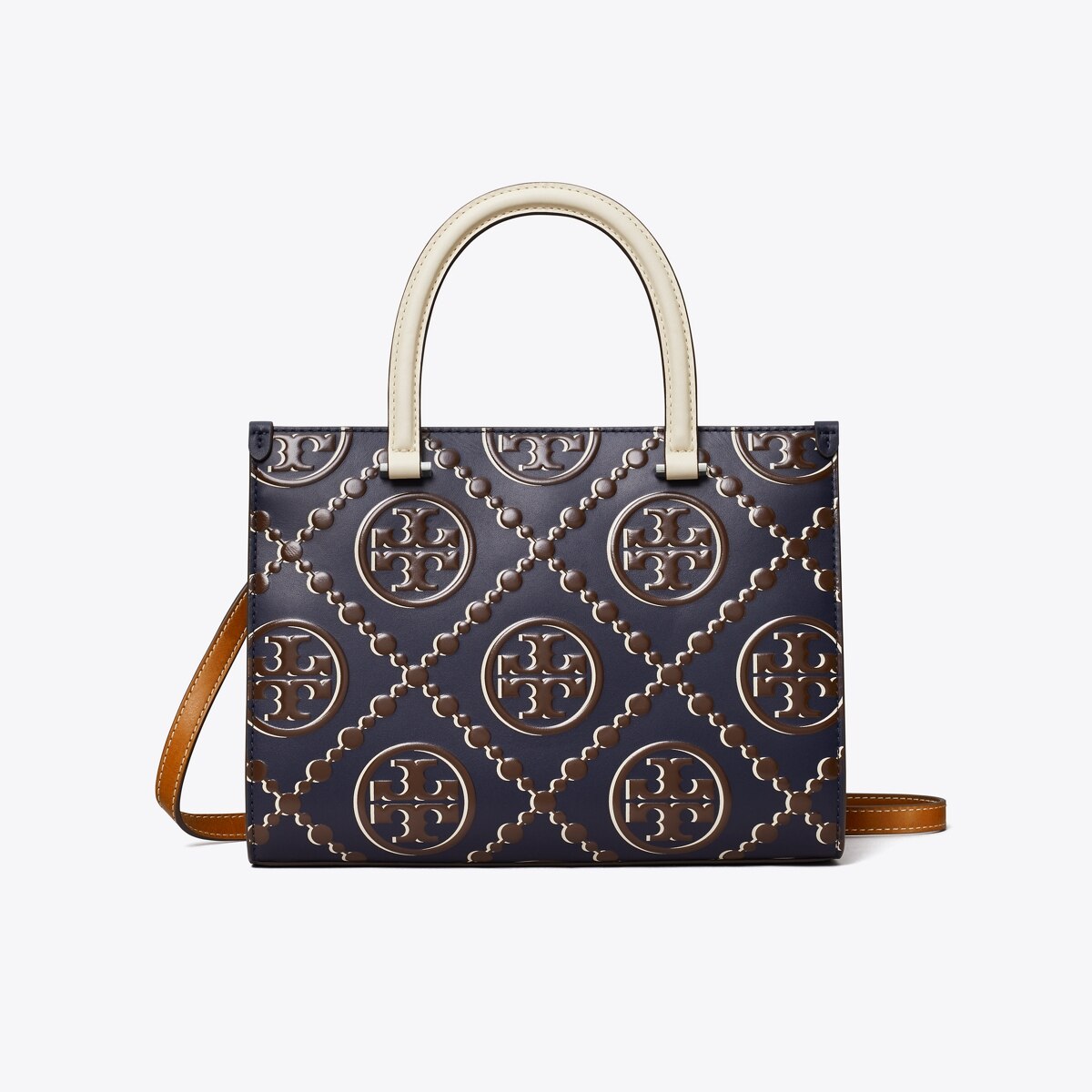 【新作入荷✨️】トリーバーチ Tモノグラム トップハンドル エンボストート t-monogram-contrast-embossed-