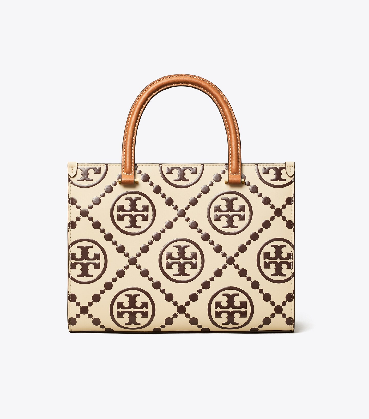 T Monogram Contrast Embossed Top-Handle Tote