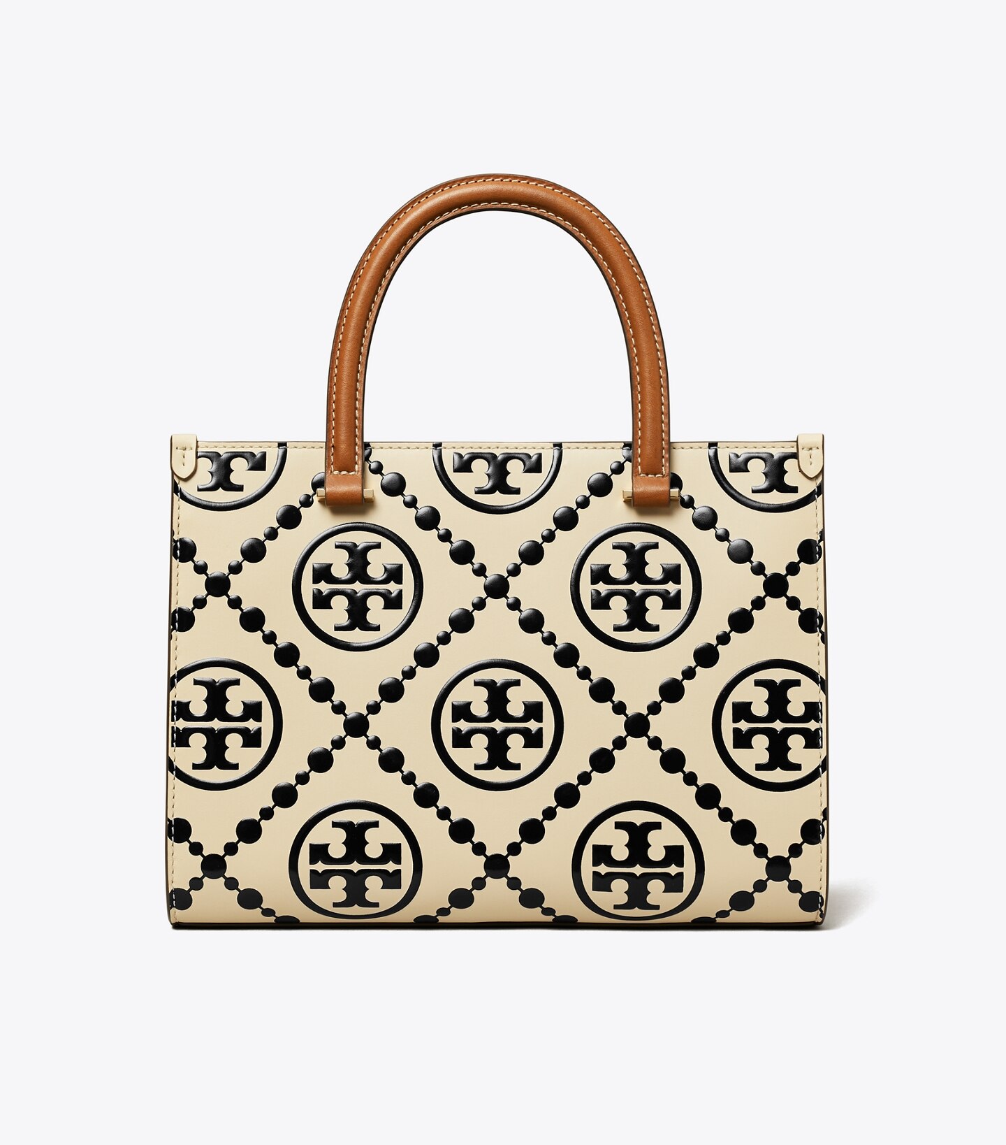 T Monogram Contrast Embossed Top-Handle Tote